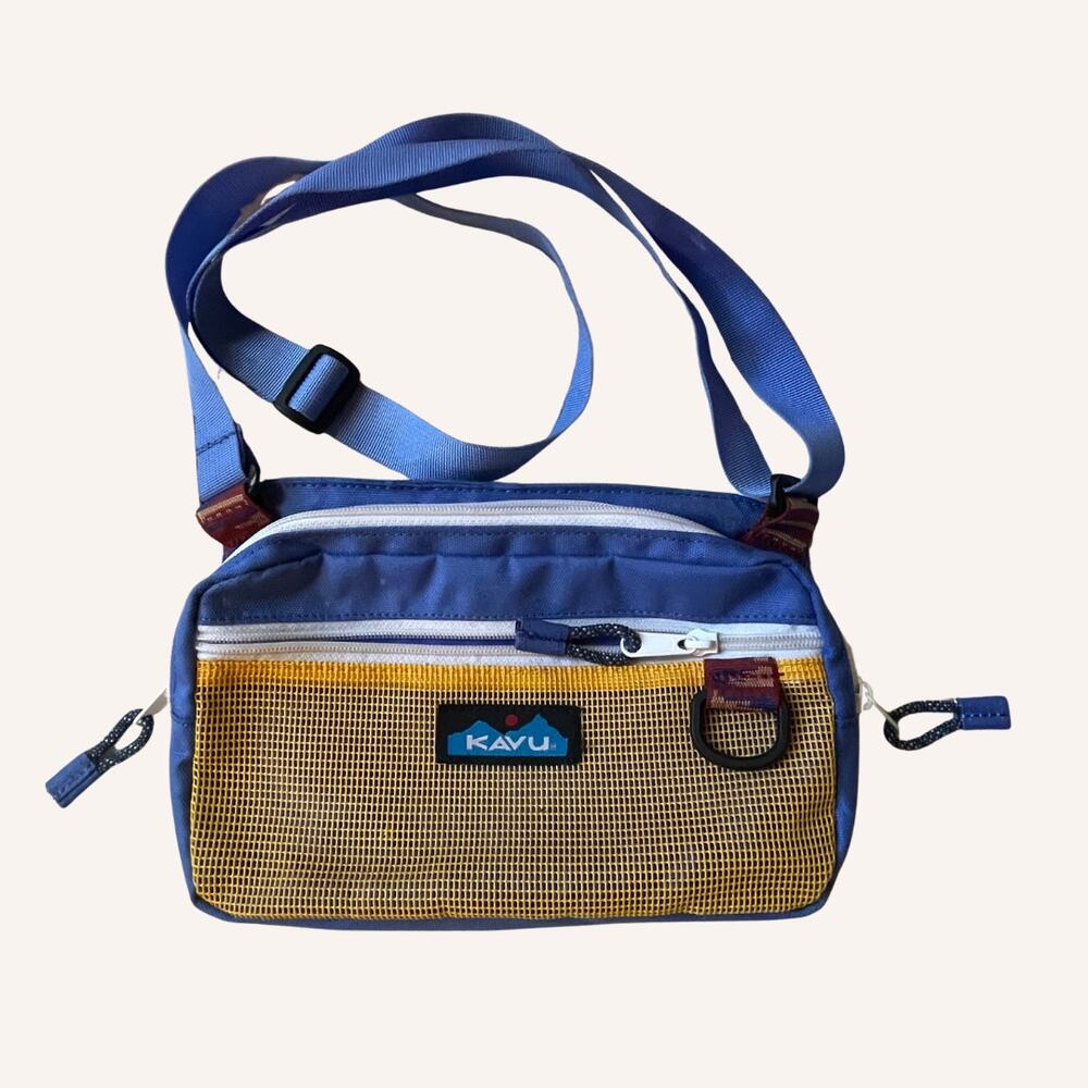 KAVU fanny pack NWOT waist purse adjustable band purple yellow